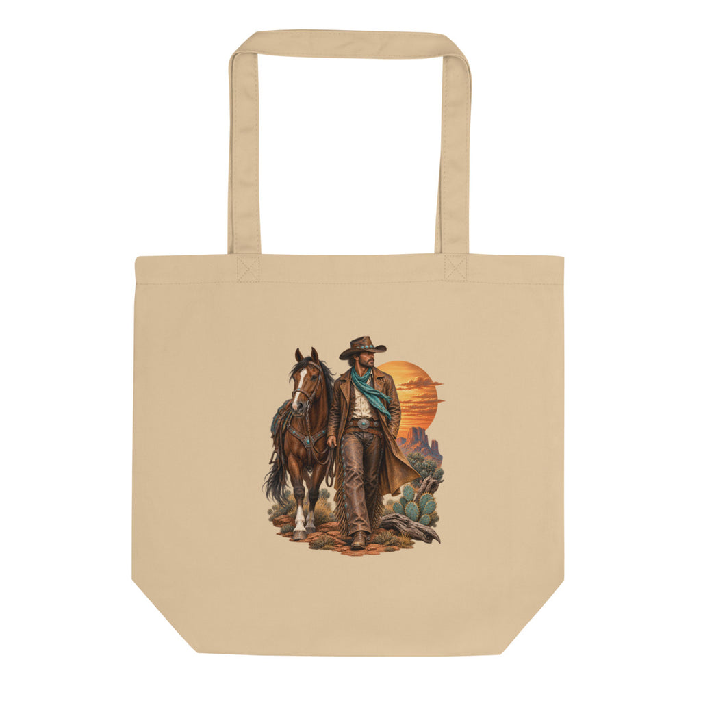 Cowboy im Abendrot – Bio-Baumwolltasche – Frontdruck