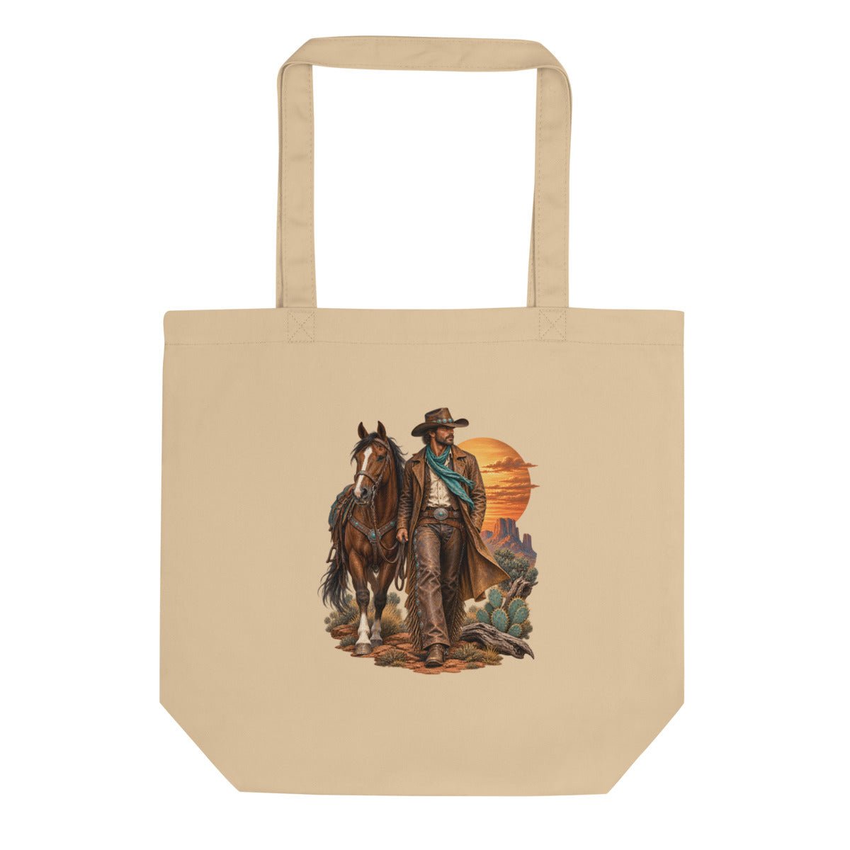 Cowboy im Abendrot – Bio-Baumwolltasche – Frontdruck