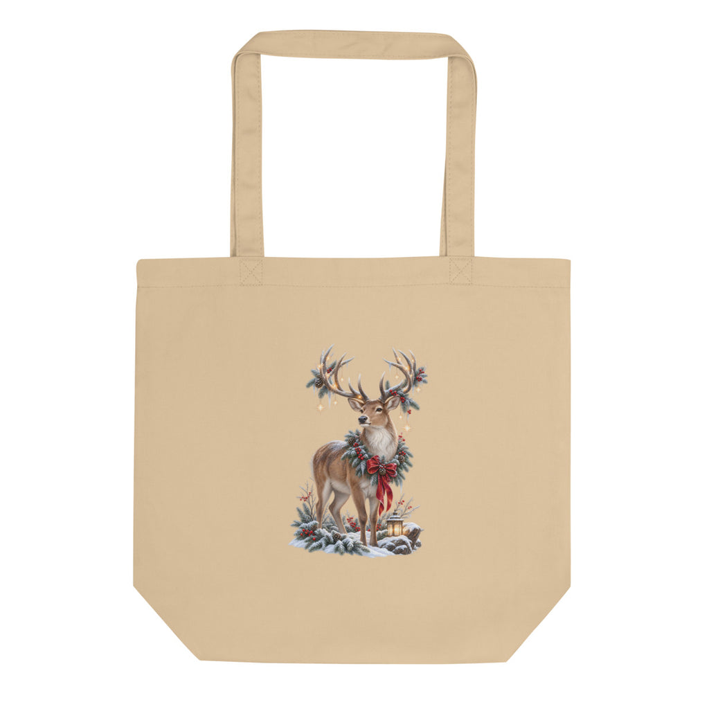 Winterhirsch mit Sternen – Bio-Baumwolltasche – Frontdruck