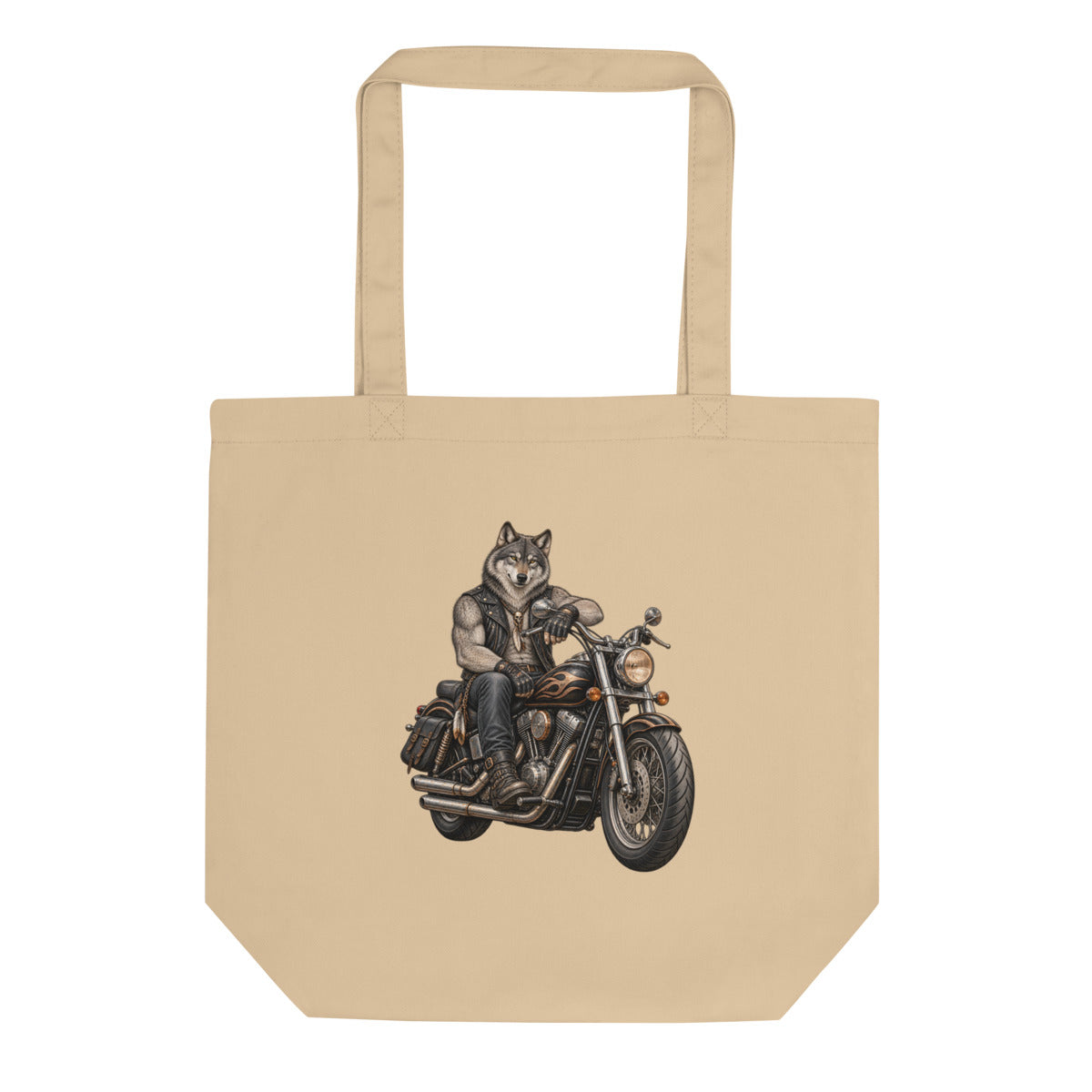Wolf im Leder – Bio-Baumwolltasche – Frontdruck