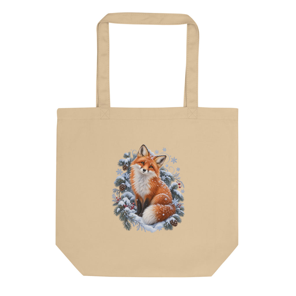 Fuchs im Schneegestöber – Bio-Baumwolltasche – Frontdruck
