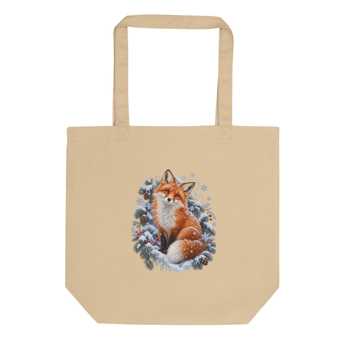 Fuchs im Schneegestöber – Bio-Baumwolltasche – Frontdruck