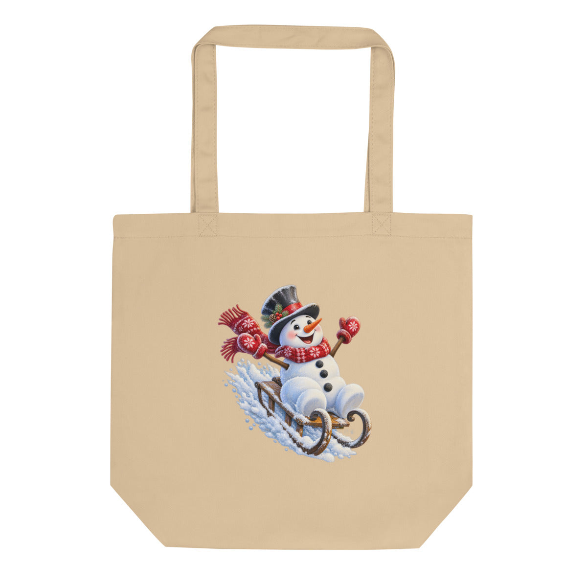 Schneemann auf Abwegen – Bio-Baumwolltasche – Frontdruck