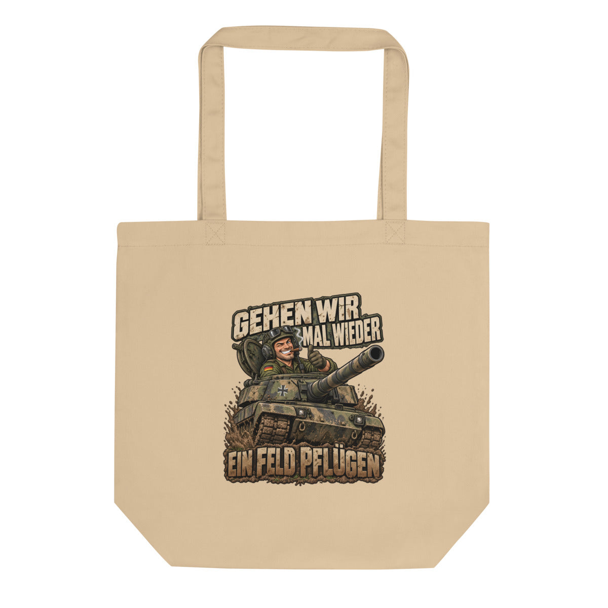 Gehen wir mal wieder ein Feld pflügen – Bio-Baumwolltasche – Frontdruck