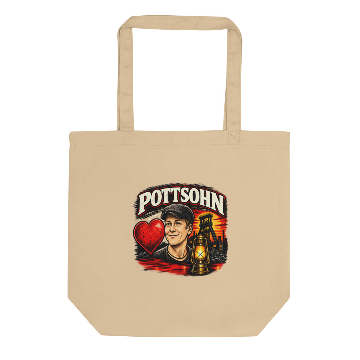 Pottsohn mit Bergmannsmotiv – Bio-Baumwolltasche – Frontdruck