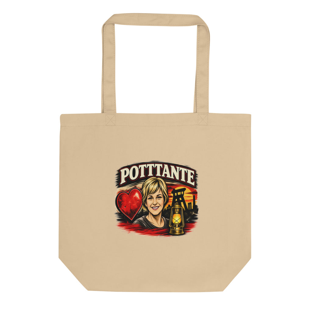 POTTANTE Bergbau Frau mit Laterne – Bio-Baumwolltasche – Frontdruck