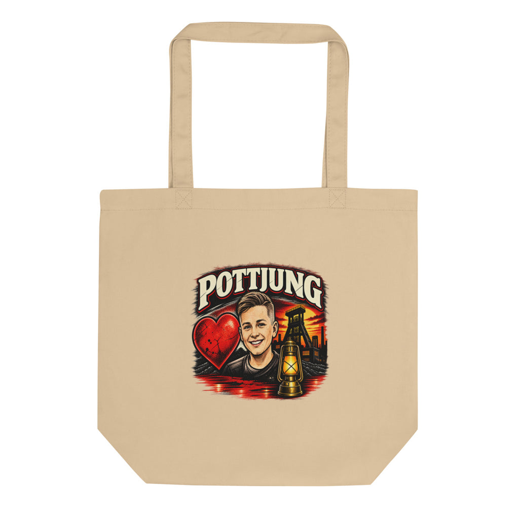 Pottjung mit Bergbau-Motiv – Bio-Baumwolltasche – Frontdruck