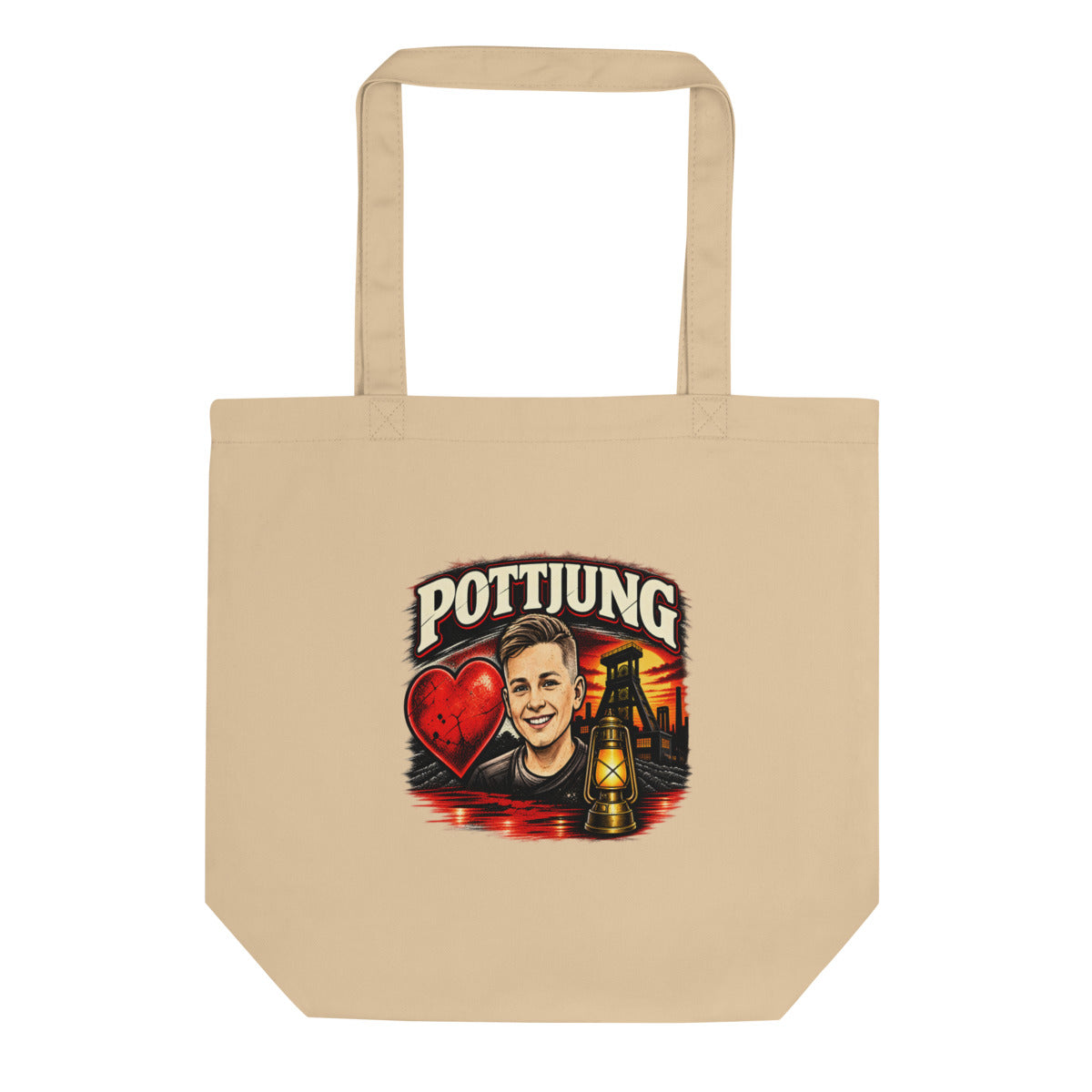 Pottjung mit Bergbau-Motiv – Bio-Baumwolltasche – Frontdruck