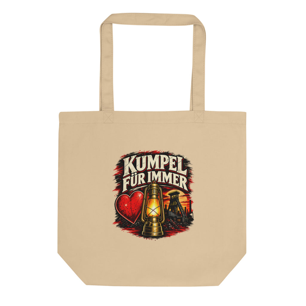 Kumpel für immer mit Bergbau-Motiv – Bio-Baumwolltasche – Frontdruck
