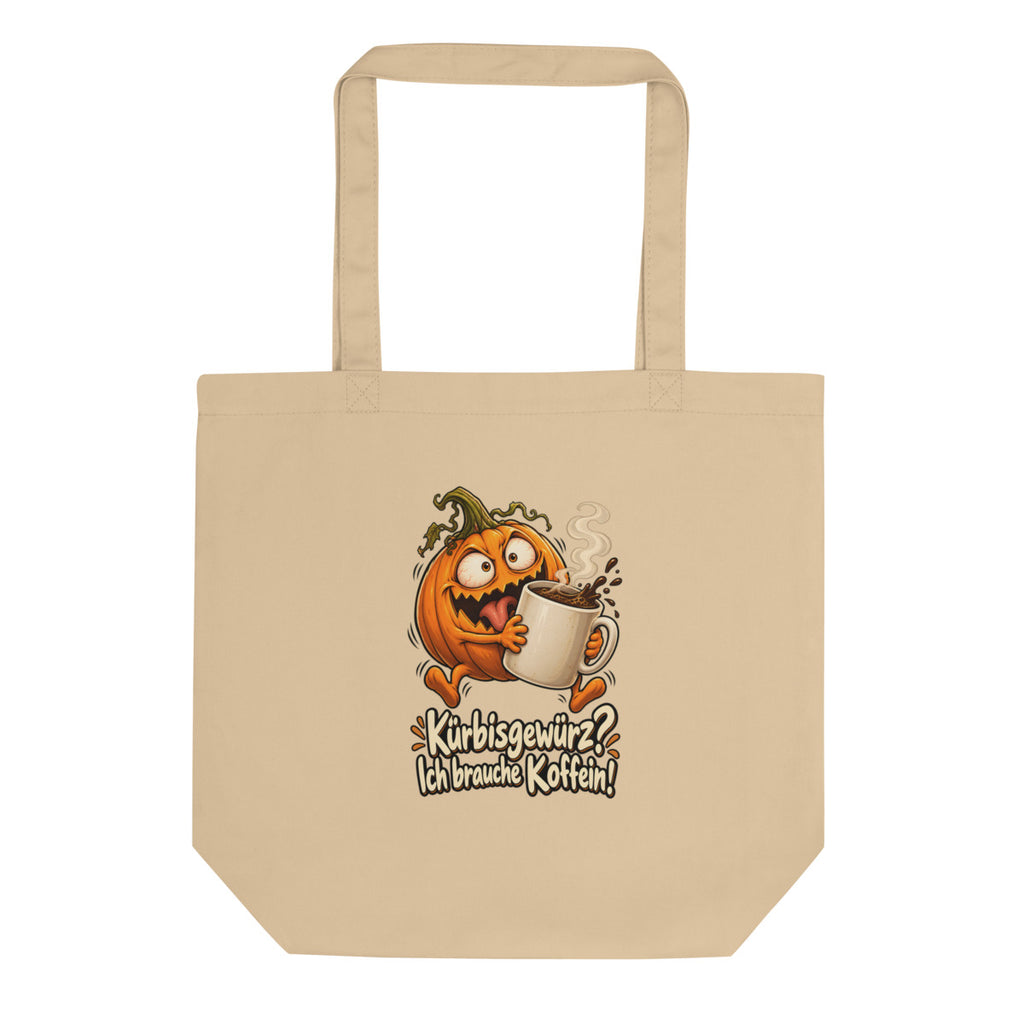 Kürbis mit Koffeinproblem – Bio-Baumwolltasche – Frontdruck