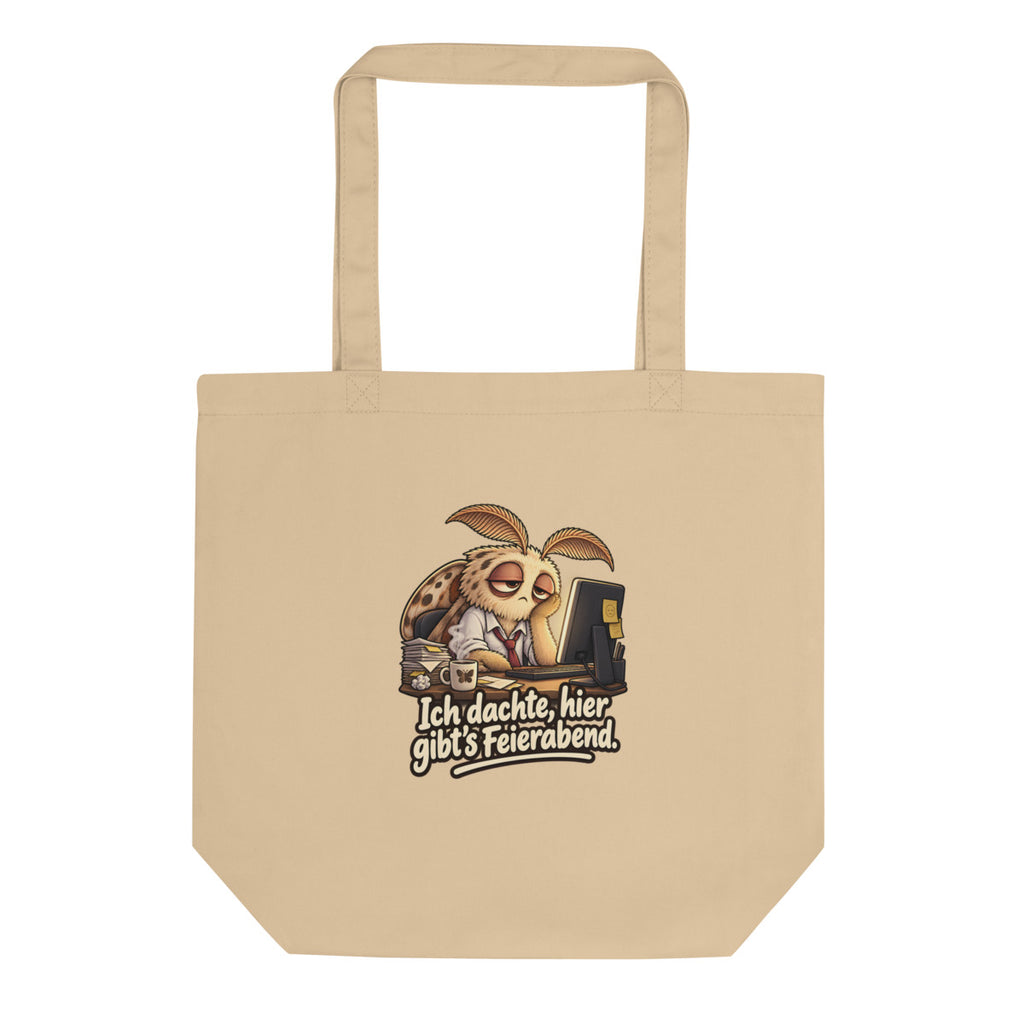Überstunden-Motte – Bio-Baumwolltasche – Frontdruck