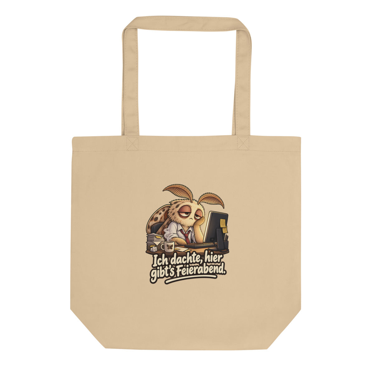 Überstunden-Motte – Bio-Baumwolltasche – Frontdruck