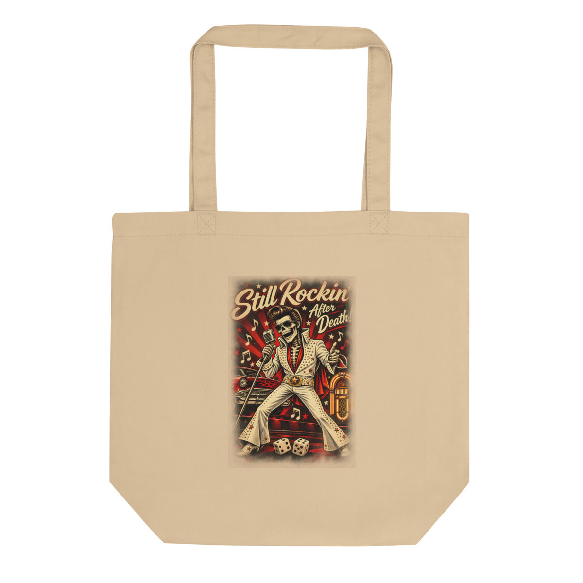 Rockabilly Skelett Elvis – Bio-Baumwolltasche – Frontdruck