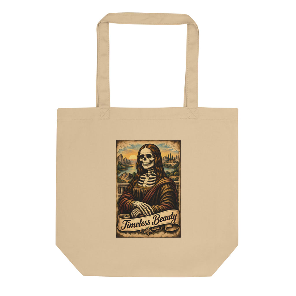 Skelett Mona Lisa - Timeless Beauty – Bio-Baumwolltasche – Frontdruck