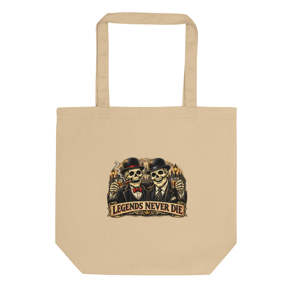 Legends Never Die mit Skelett-Anzug – Bio-Baumwolltasche – Frontdruck