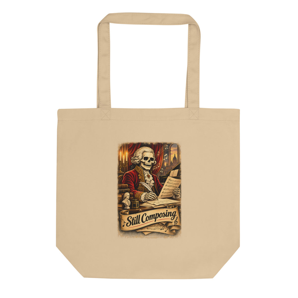Skelett-Komponist "Still Composing" – Bio-Baumwolltasche – Frontdruck
