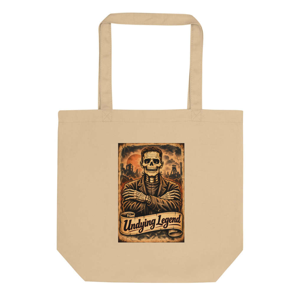 Undying Legend – Skelett mit verschränkten Armen – Bio-Baumwolltasche – Frontdruck