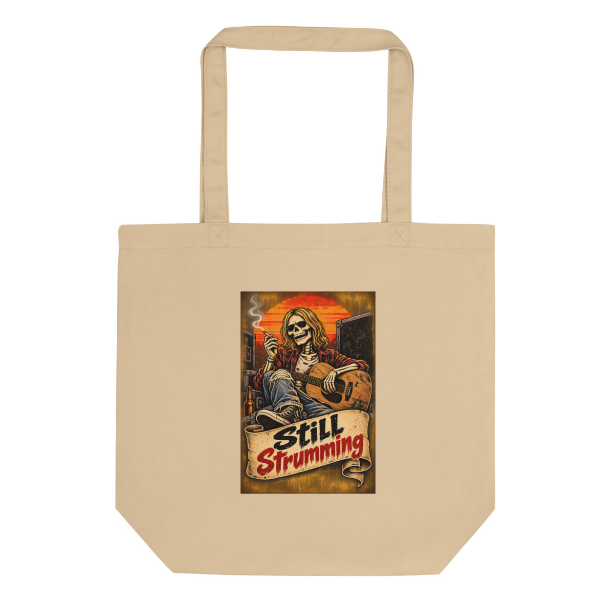 Still Strumming – Skelett-Gitarrist – Bio-Baumwolltasche – Frontdruck