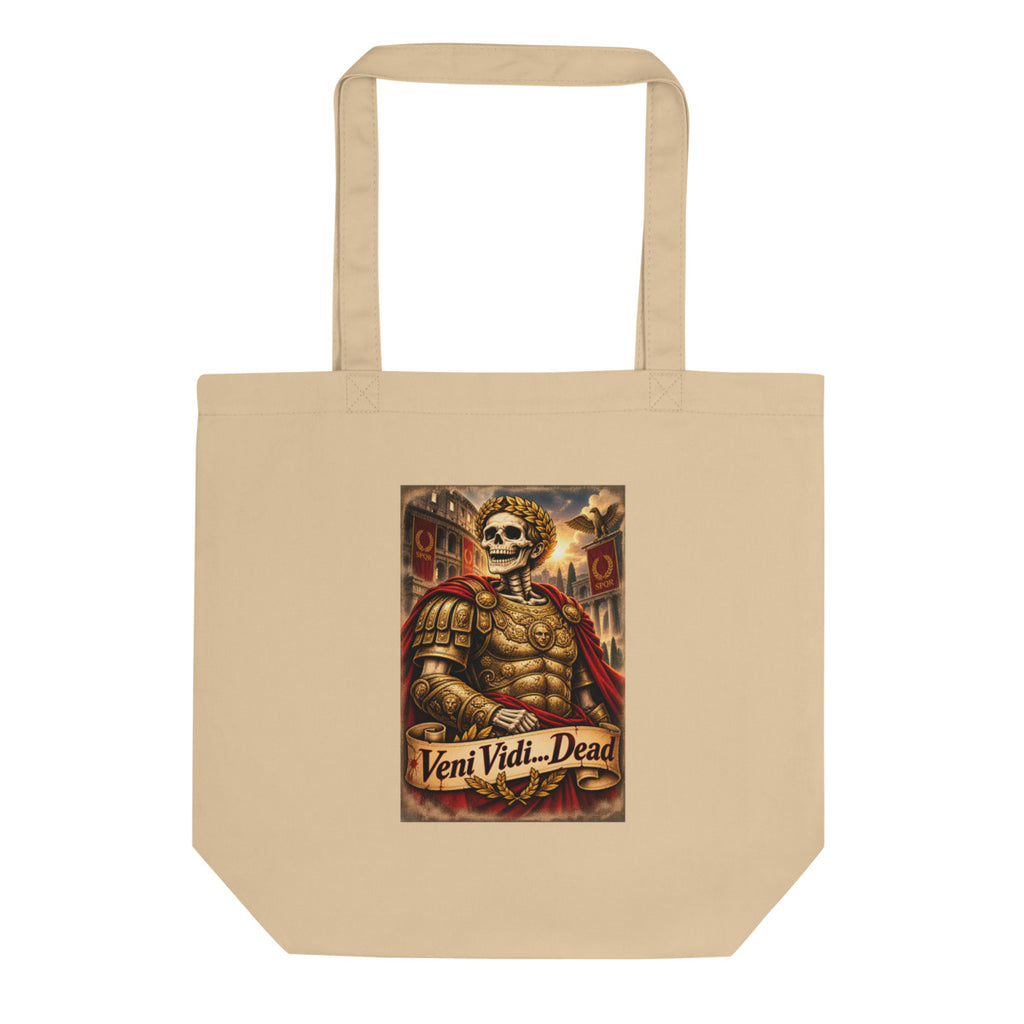 Römischer Skelett-Kaiser mit Lorbeerkranz – Bio-Baumwolltasche – Frontdruck