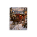 Rote Postkutsche im Schnee – Poster 8 × 10 Zoll