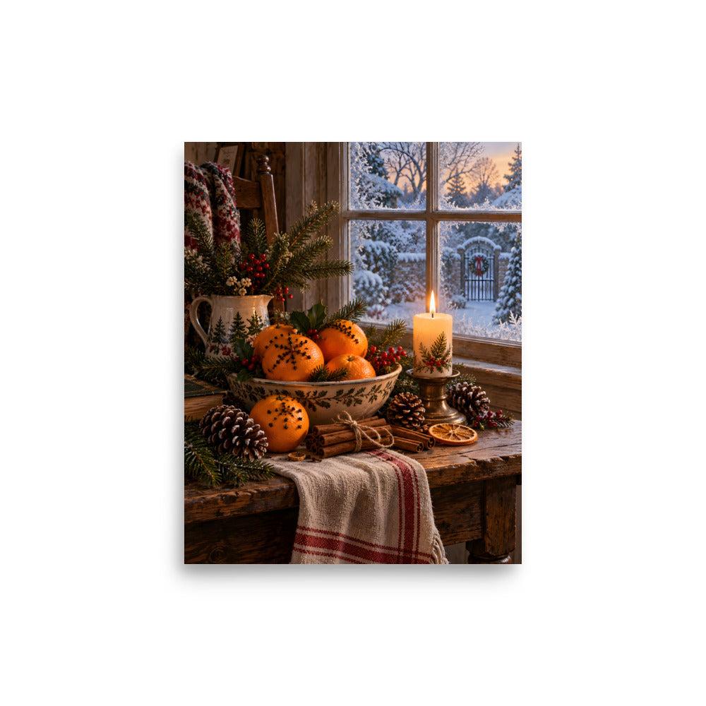 Orangen und Zimt im Kerzenlicht – Poster 8 × 10 Zoll