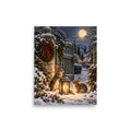 Winterhasen am Gartentor – Poster 8 × 10 Zoll