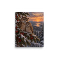 Wintereulen im Tannenwald – Poster 8 × 10 Zoll