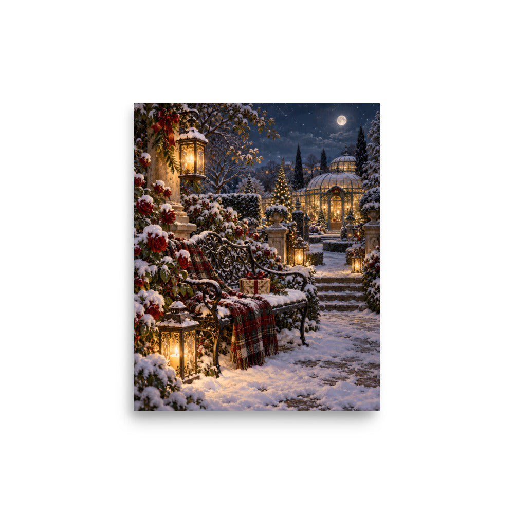 Laternengarten in der Winternacht – Poster 8 × 10 Zoll