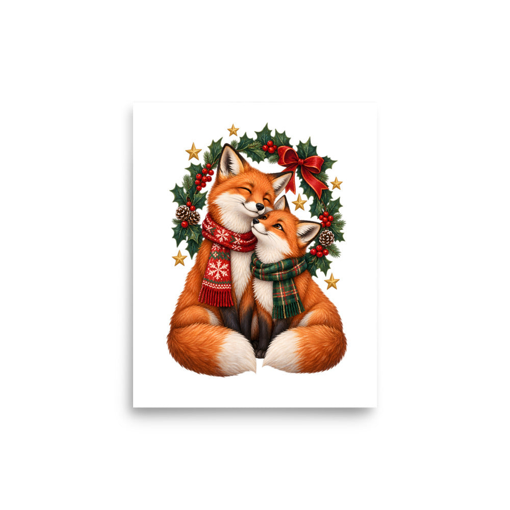 Winterfuchsduo – Poster 8 × 10 Zoll