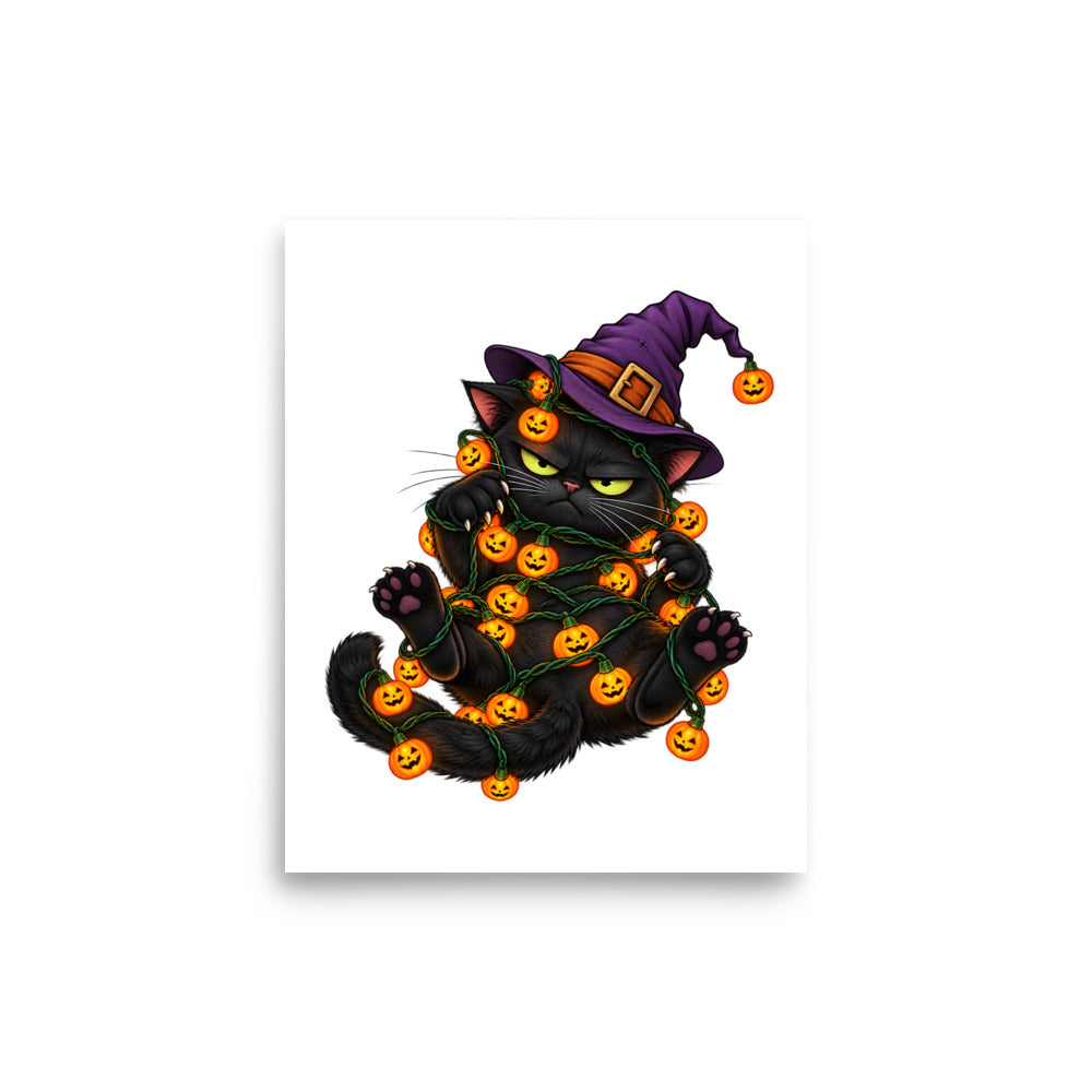 Kater im Lichterchaos – Poster 8 × 10 Zoll