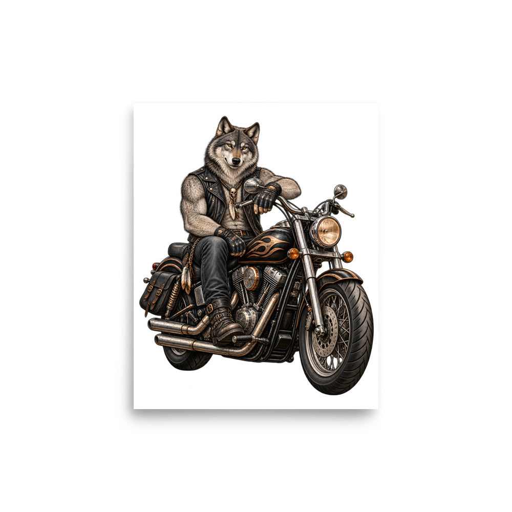 Wolf im Leder – Poster 8 × 10 Zoll