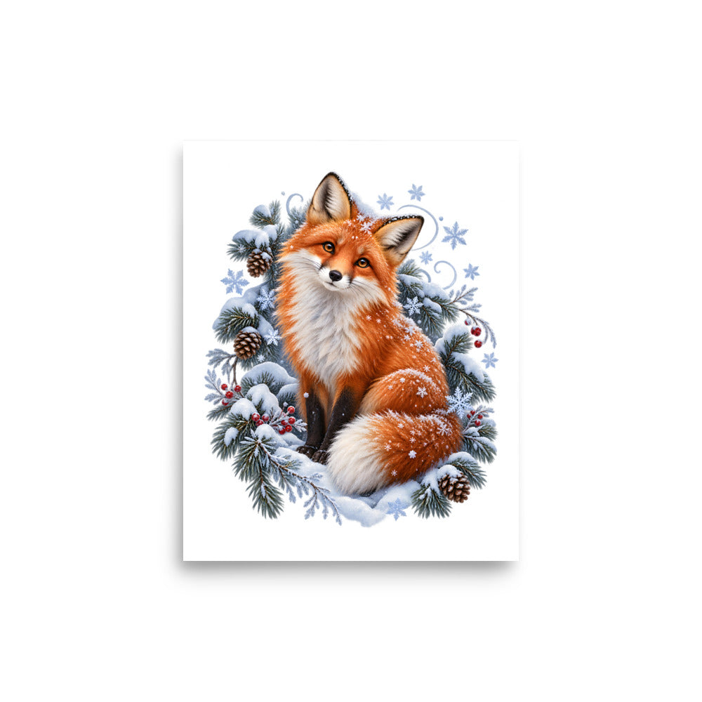 Fuchs im Schneegestöber – Poster 8 × 10 Zoll