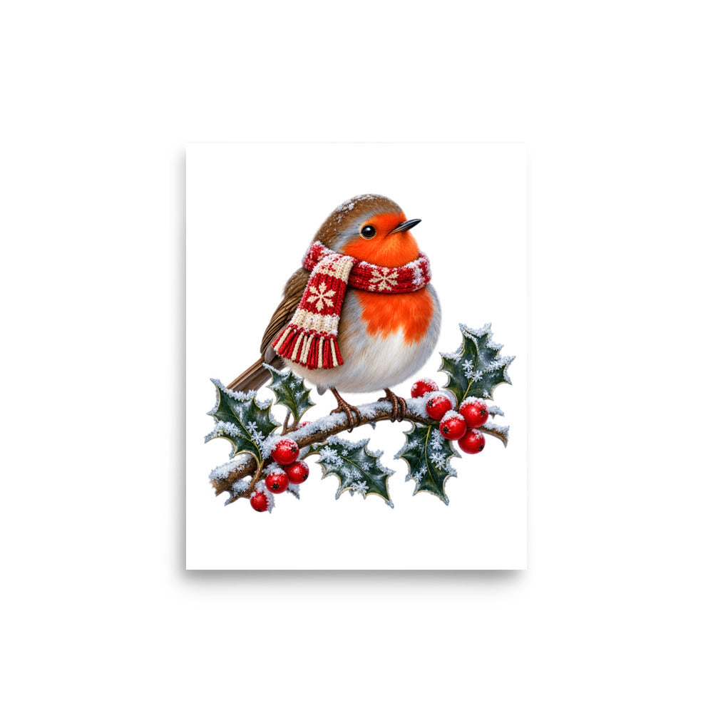 Rotkehlchen im Frost – Poster 8 × 10 Zoll