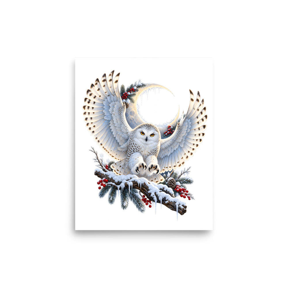 Schneeeule im Mondlicht – Poster 8 × 10 Zoll