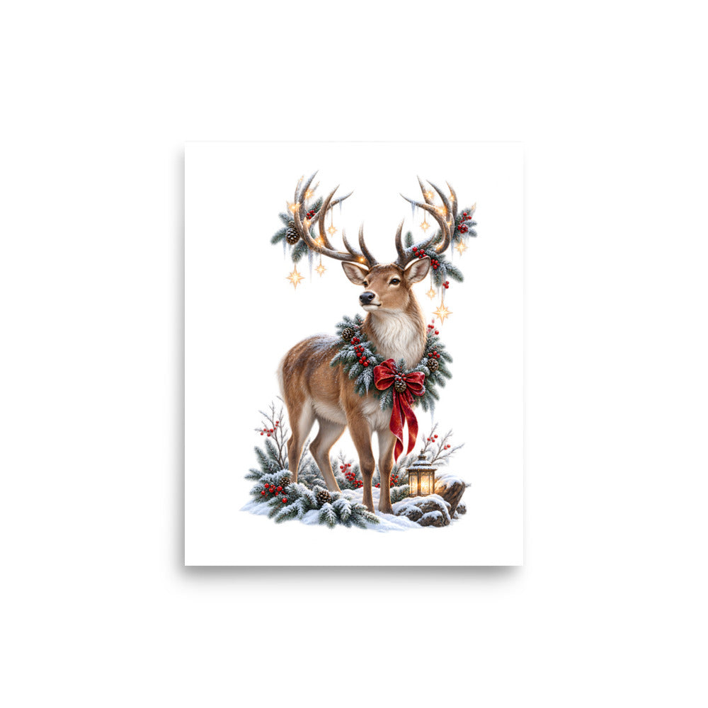 Winterhirsch mit Sternen – Poster 8 × 10 Zoll