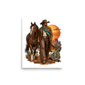Cowboy im Abendrot – Poster 8 × 10 Zoll