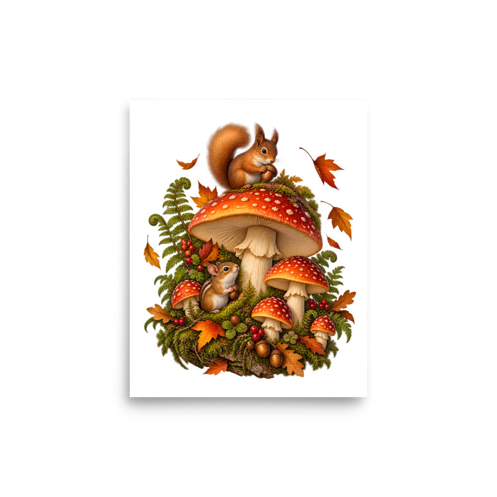 Pilzglück im Wald – Poster 8 × 10 Zoll
