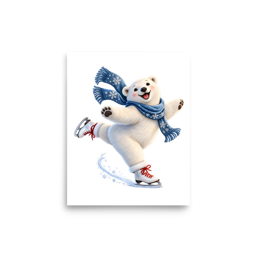 Eisbär auf Schlittschuhen – Poster 8 × 10 Zoll
