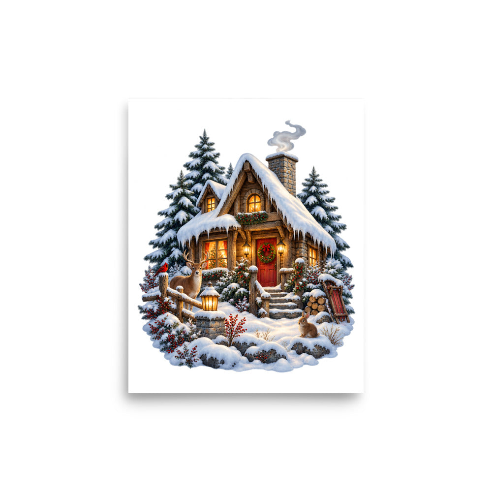 Hütte im Schneetraum – Poster 8 × 10 Zoll
