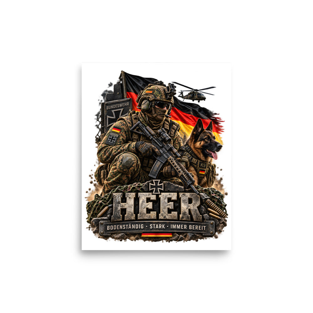Bundeswehr Soldat mit Diensthund und Flagge – Poster 8 × 10 Zoll