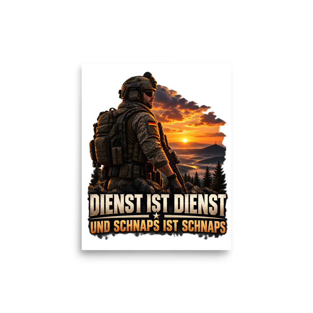 Soldat vor Sonnenuntergang mit Spruch – Poster 8 × 10 Zoll