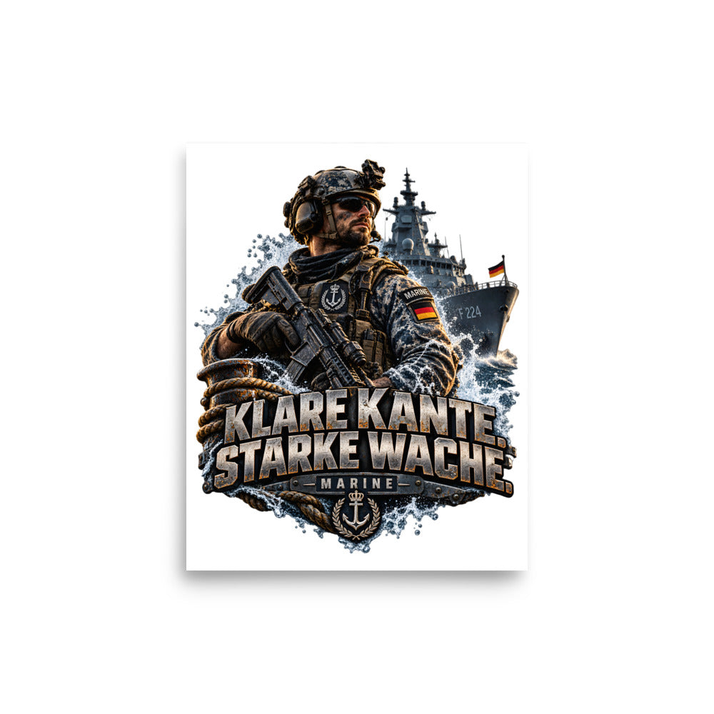 Marine Soldat mit Kriegsschiff – Poster 8 × 10 Zoll