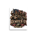 USMC Semper Fi Gruppe mit Flagge – Poster 8 × 10 Zoll