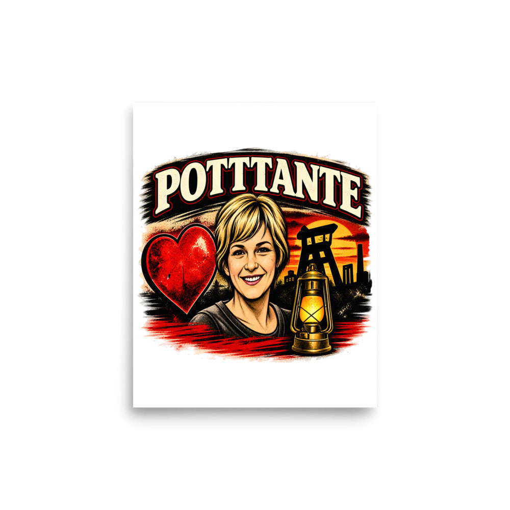 POTTANTE Bergbau Frau mit Laterne – Poster 8 × 10 Zoll