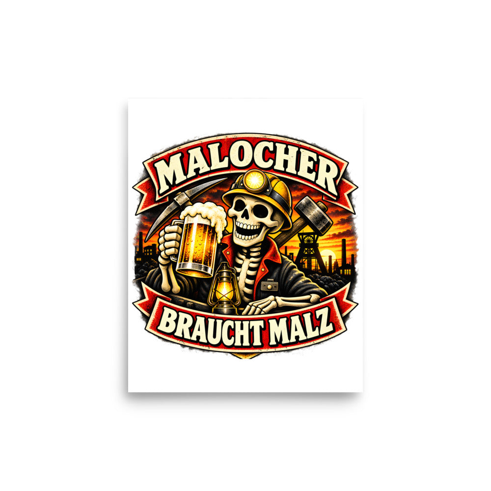 Malocher mit Bier und Grubenlampe – Poster 8 × 10 Zoll