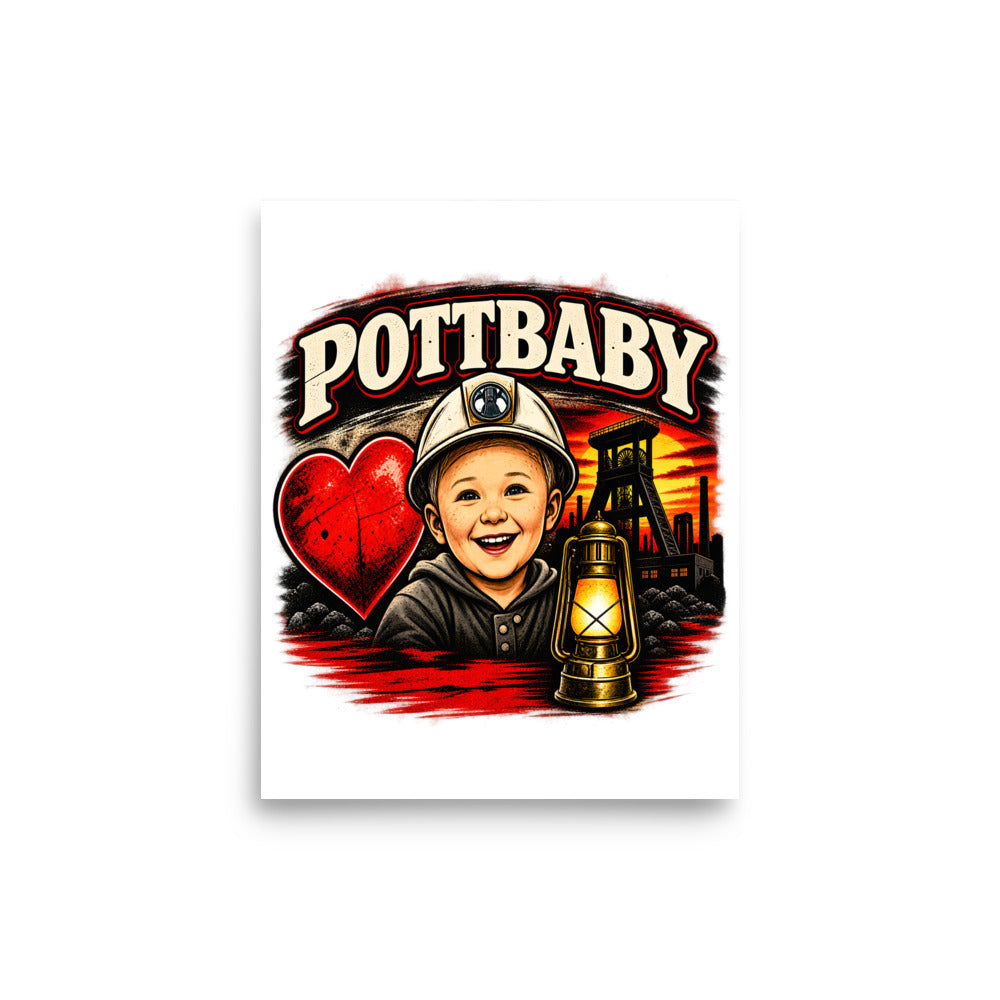 Pottbaby mit Bergbau-Motiv – Poster 8 × 10 Zoll