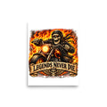Skelett-Biker mit Flammen und Schriftzug – Poster 8 × 10 Zoll
