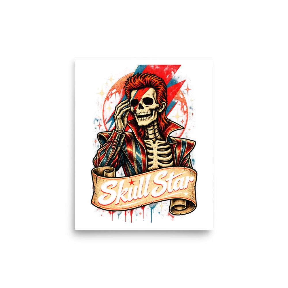 Skelett Rockstar mit Blitz-Make-up – Poster 8 × 10 Zoll
