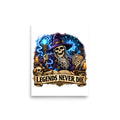 Skelett-Zauberer mit Schriftzug "Legends Never Die" – Poster 8 × 10 Zoll
