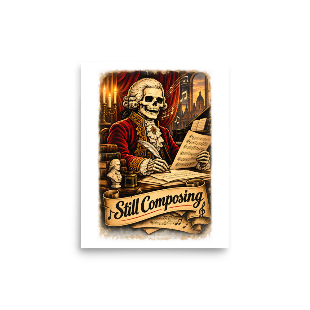 Skelett-Komponist "Still Composing" – Poster 8 × 10 Zoll